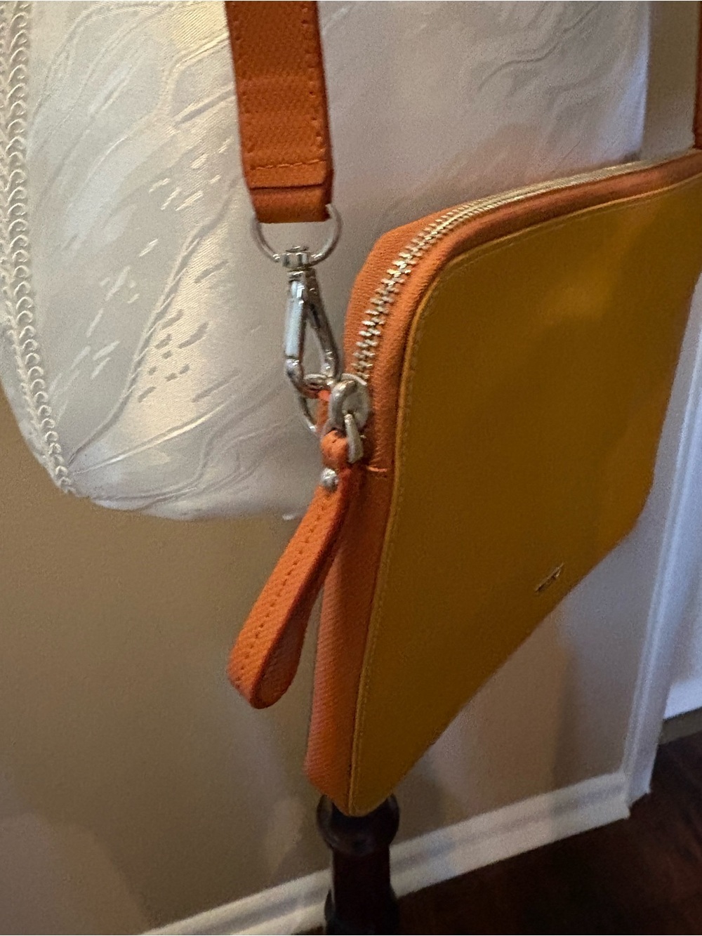 Tumi Yellow w Orange Trim Leather Crossbody Tablet Case Tan Adjustable Strap - Picture 13 of 14
